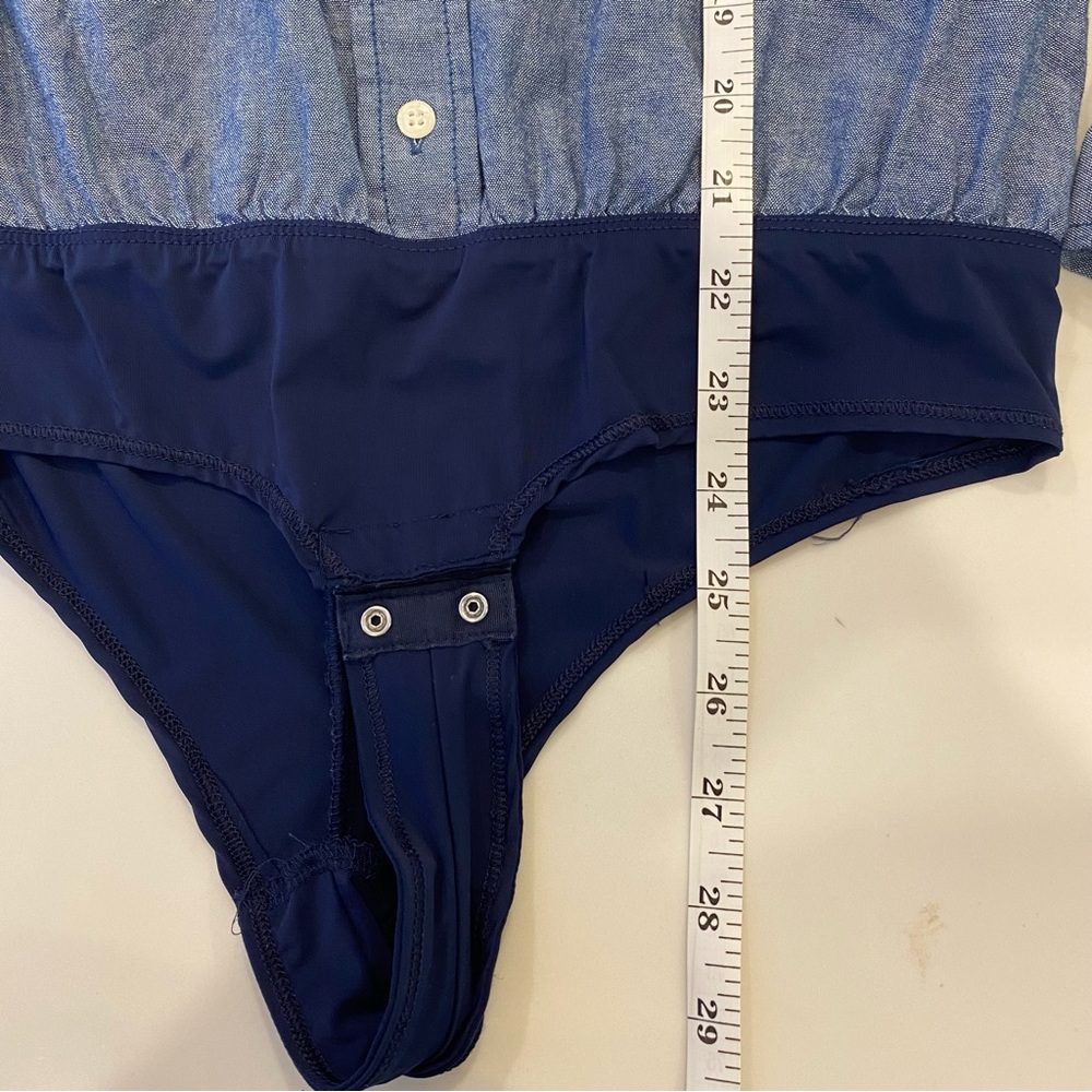 J.Crew Denim Long Sleeve button down body suit - Picture 6 of 7